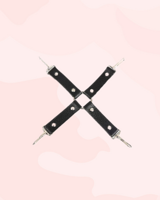 A close up of the cross section that allows the wrist and ankle cuffs to be fixed to each other.