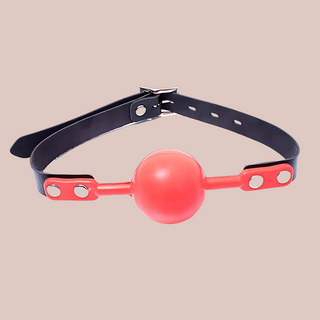 The BDSM 48mm Single Strap Ball Gag shown in red