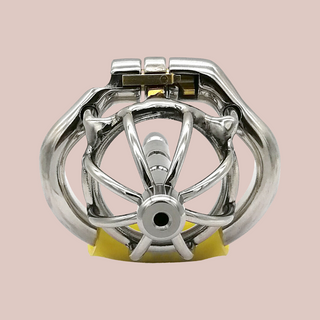 The Bird Cage Hinged Urethral Chastity Cage. the anti-shedding ring will fit this chastity cage.