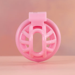 The Cobra Nub Chastity Device from a front view, you can see how the air will flow through the chastity cage.