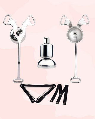 Front and rear view of the Femme Fantasy Chastity Cage, Urethral Cup and belt.