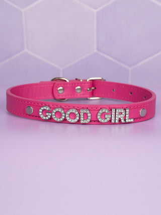 A full view of the Glimmer Girl choker in hot pink.