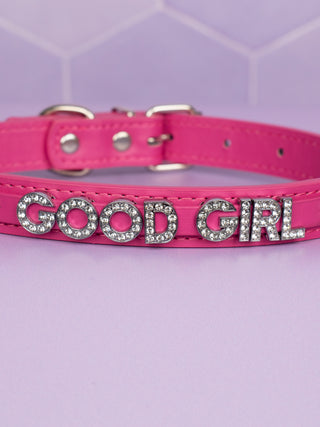 A close up of the diamante style Good Girl lettering.