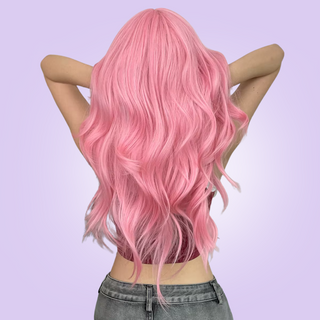 HOC1038-1 Pink Long Haired Wig with Fringe