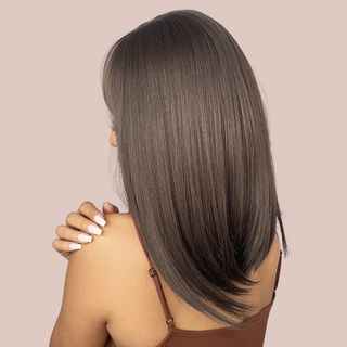 The back view of the wig, you can see how the ends of the hair have been gently layered to create a soft finish.