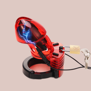 This image is to show that electric pulses will run through the chastity cage when the control panel is used.