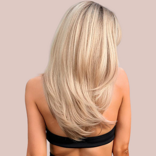 HOC8033-1 Ash Blonde Long Length Hair. Flowing full locks down the models back