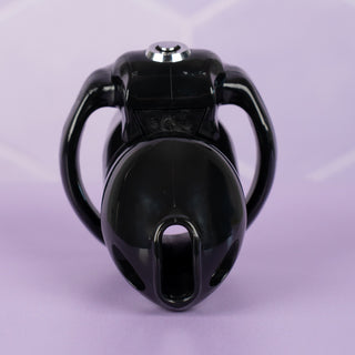 HT V5 Black Small shown front on, you can see the air and urination holes on the front of the cage