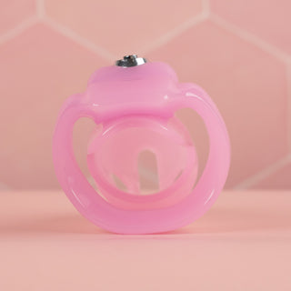 A rear view of the HT V5 chastity cage, you can see the shape of the base ring from this angle.