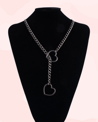 The Gun Metal Grey Heart Slip Choker Chain
