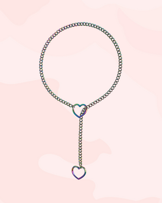 The Multi-Colour Heart Slip Choker Chain shown on its own