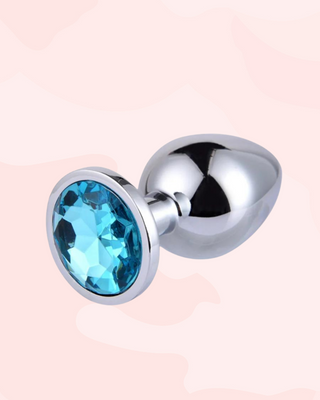 The small Jewelled Butt Plug shown here in light blue