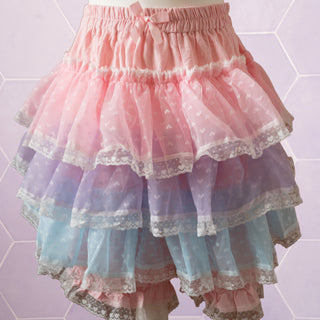 The multi-colour Kawaii Cake Skirt with cream lace edging