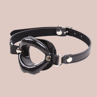 A close up of the black Luscious Lips Gag from House Of Chastity