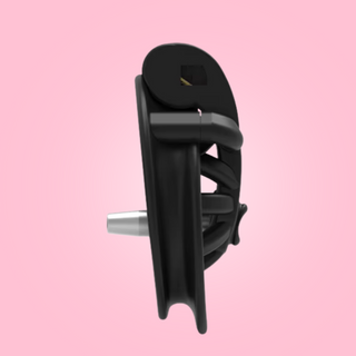 A side view of The Mamba Micro negative Chastity Cage, you can see how the chastity cage sits inside the base ring and the urethral tube in place.