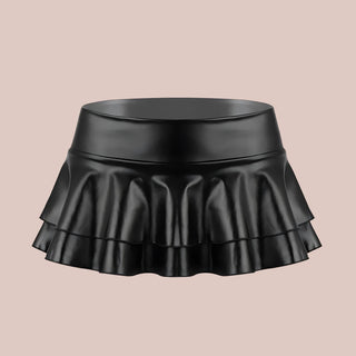 The metallic layered mini skirt shown here in black