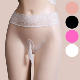 Our Nylon Tights With Lace Waistband are available in 4 colours, beige, black, pink and white.
