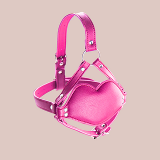 Another angle of the pink PVC Erotic Head Gag.