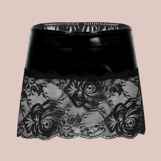 Patent Leather & Patchwork Lace Min Skirt