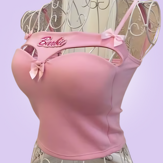 A side view of The Peekaboo Crop Top, you can see the stretch fabric and the shape that the fitted cups create.