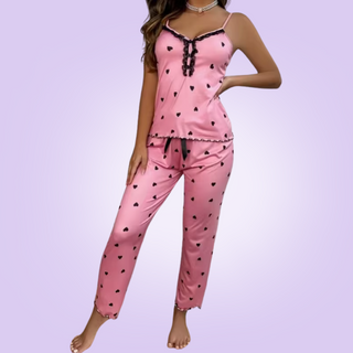 Showing the camisole and pyjamas in full length