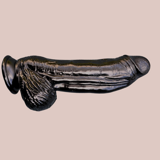 A side view of the BlackRealistic Giant Dildo