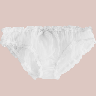 A close up of the black see through panties for men, the image shows the deep colouring, these panties are see through.