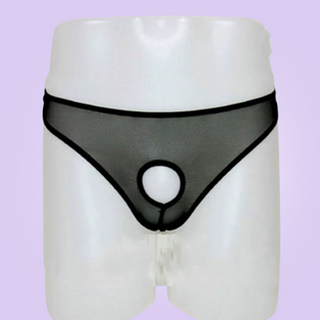 Sheer Bikini Brief With Hole