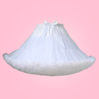 The white swing style petticoat, you can see the soft layers and matching satin bow.