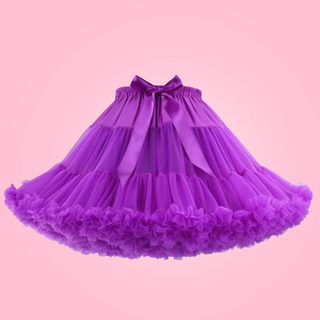 The purple swing style petticoat, you can see the soft layers and matching satin bow.