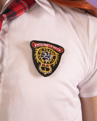 A close up of the badge, this is removable.