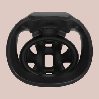 A rear and internal view of The Mamba Nub chastity device.