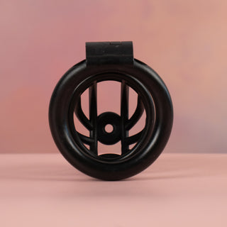 The interior view of the chastity cage.