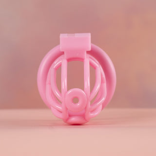 A front view of the pink Cobra Prince Albert, you can see the two specifically placed holes to allow for a piercing.