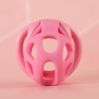 A front on view of the chastity cage