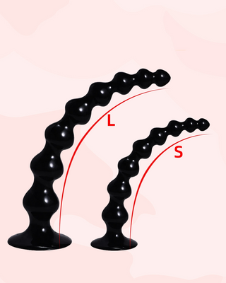 Showing the small and large sizes of the Titan Anal Beads