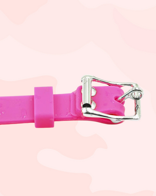 A close up of the lockable buckle.