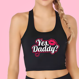 The crop top shown being modelled, you can see that it will sit above the stomach.