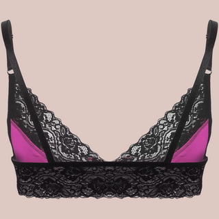 A rear view of the lace bralette