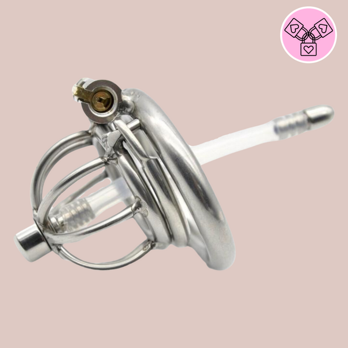 Full Submission With Urethral Insert Metal Chastity Device