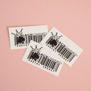 A group of 3 Black Owned Temporary Tattoo's on a pink background