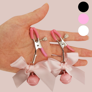 The Bow Bell nipple clamps shown sat on an open palm to give an idea of size.