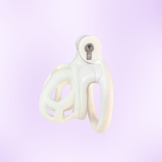 The white Nub sized cage is shown on a purple background