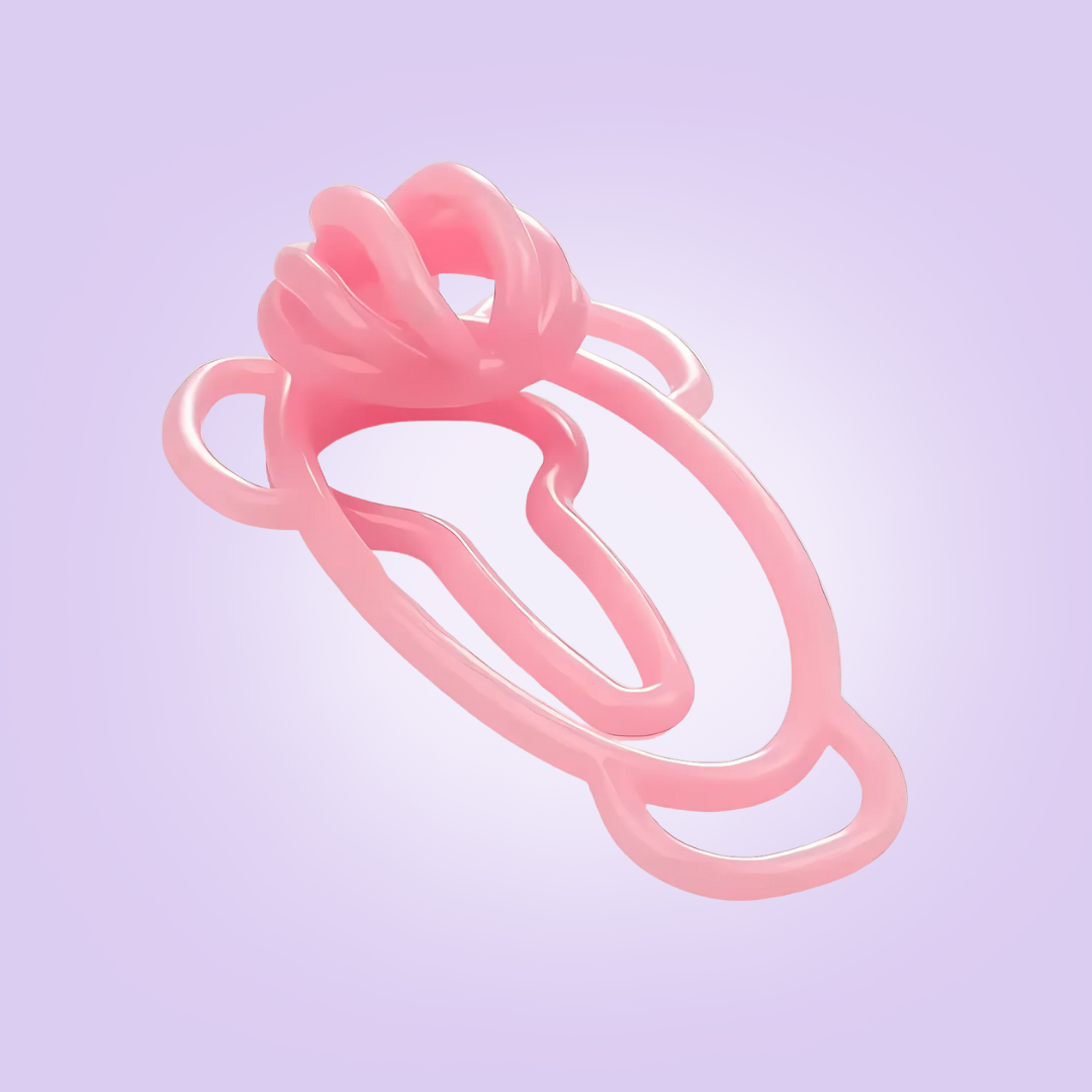 A close up of the FUFU Sissy Clip, this version has ears on it to allow it to be attached to the Chastity Belt