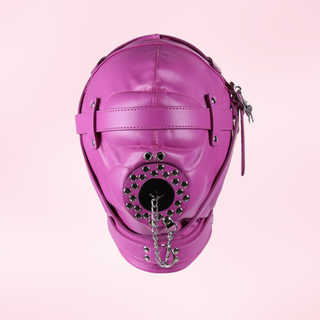 A full view of the fetish hood