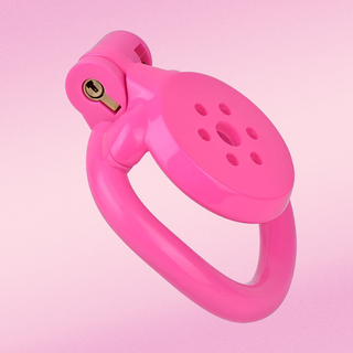 A side view of the chastity cage, the integral lock can be shown locked into position.