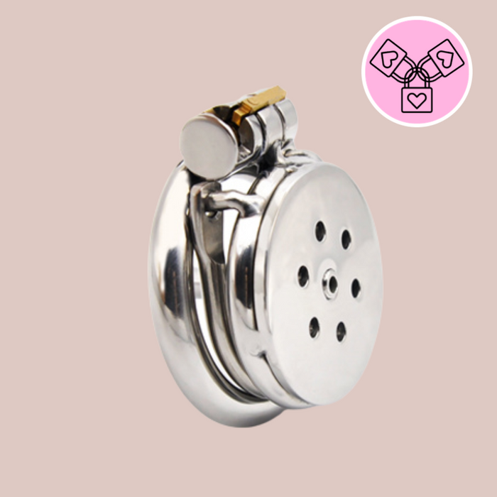 The Flat Gatling Chastity Cage With Barbed Anti-Off Ring & Urethral Tube
