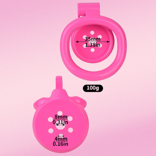 The dimensions of the chastity cage.