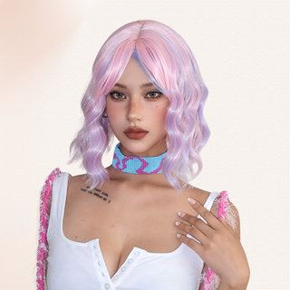 A front on view of the wig being modelled 