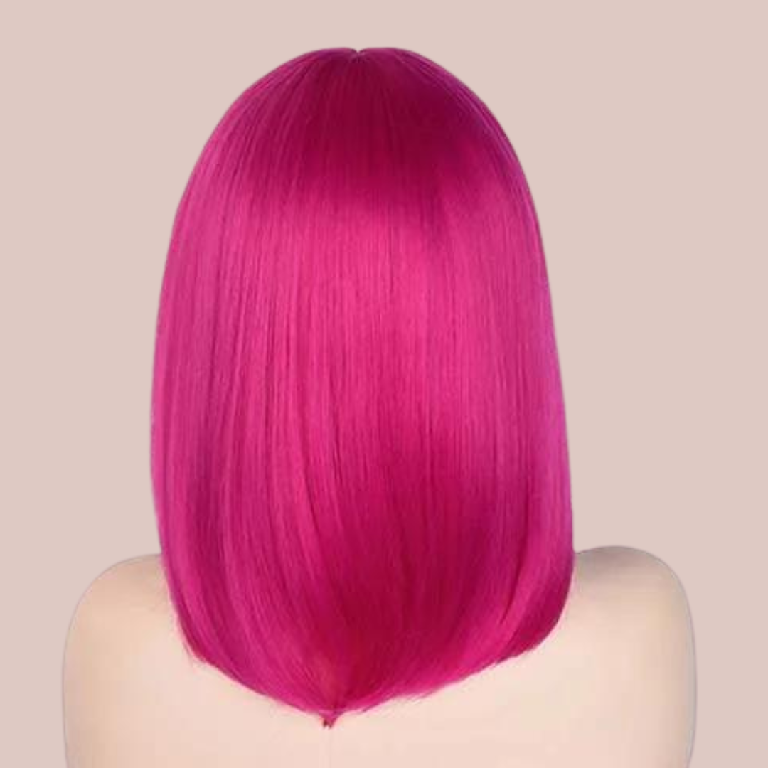HOC3412 Hot Pink Sharp Bob Wig With Fringe – House of Chastity